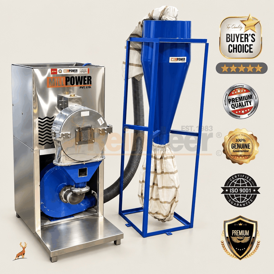 Atta chakki de 10 hp - vista completa do conjunto - Reindeer Machinery