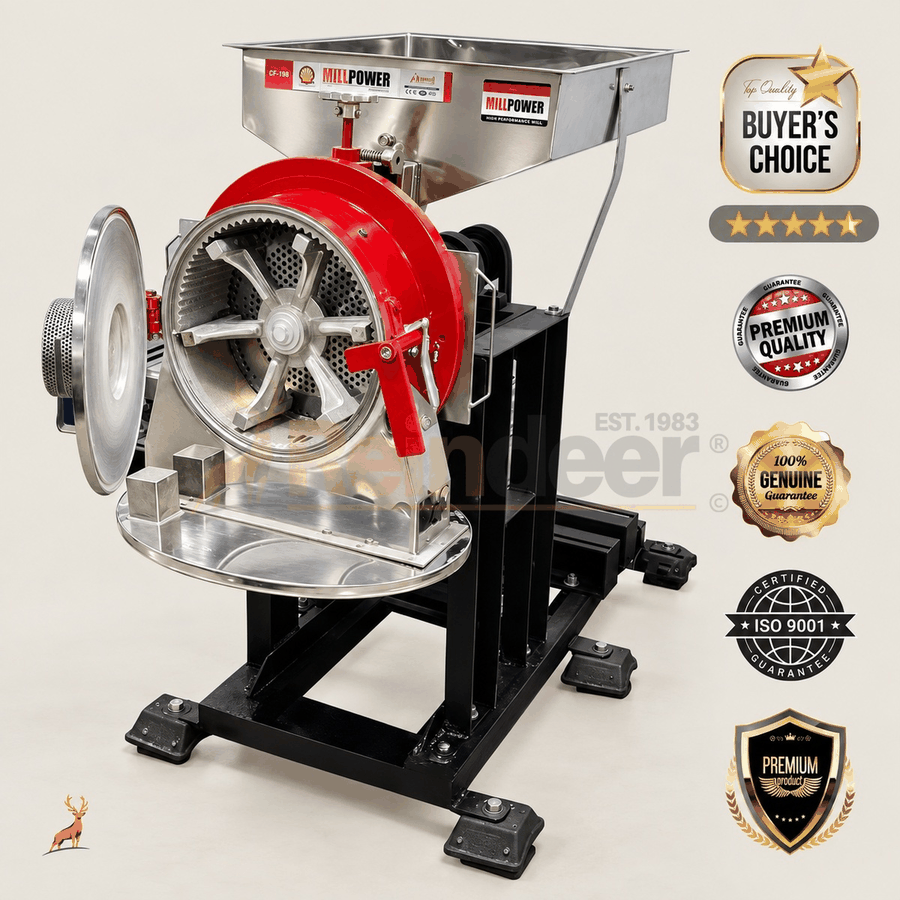 moinho de trigo de 100 kg por hora - vista lateral - reindeer machinery