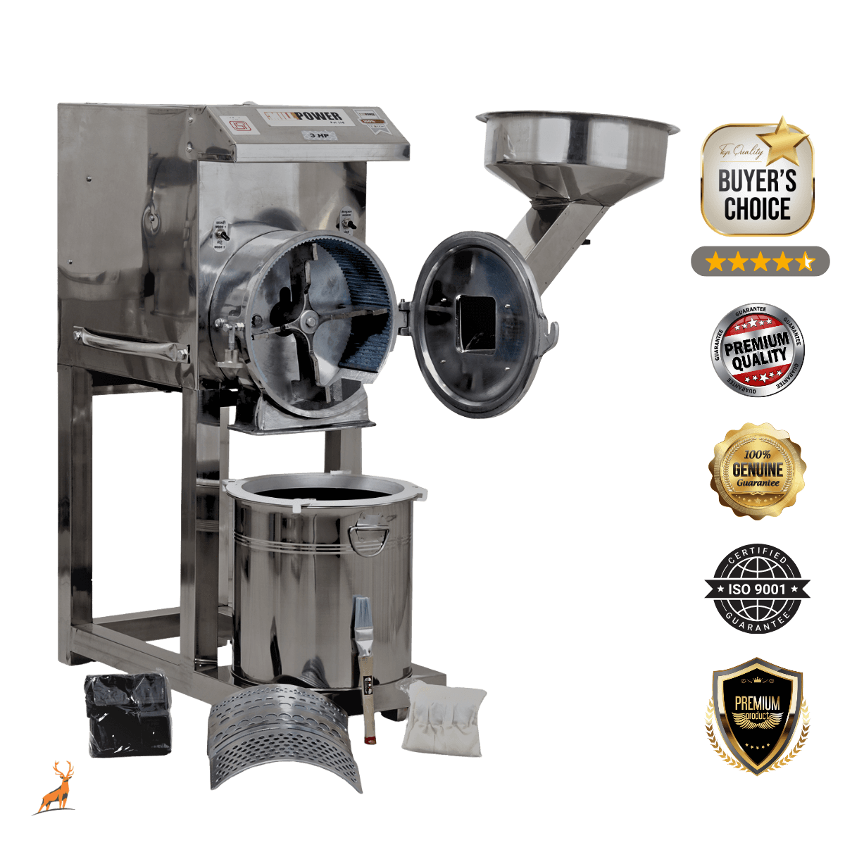 atta chakki de 2 cv – vista frontal – Reindeer Machinery
