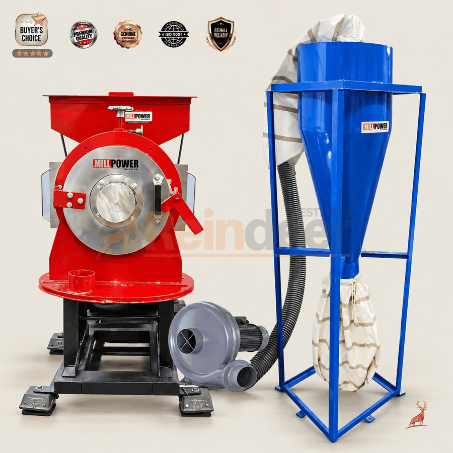atta chakki de 200 kg por hora - máquina com soprador e ciclone - reindeer machinery