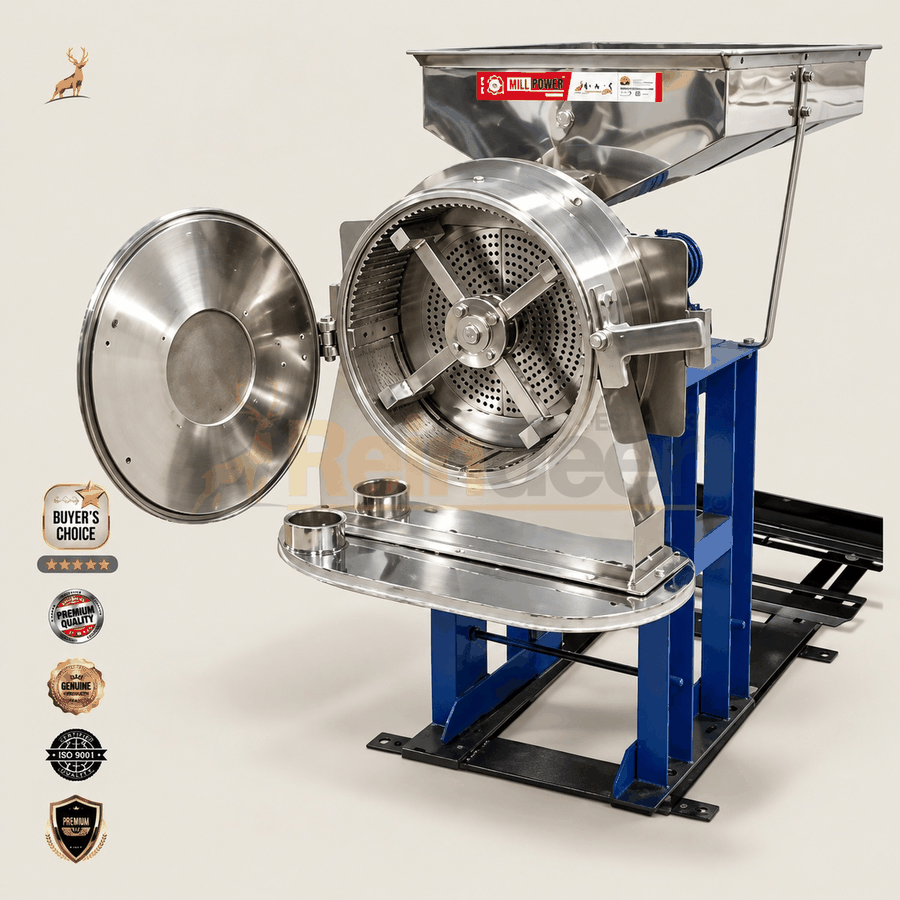 atta chakki de 7,5 cv - vista lateral - reindeer machinery