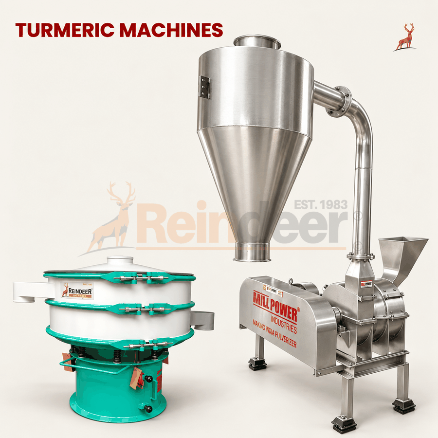 máquina de moer açafrão - máquina com peneira vibratória - reindeer machinery