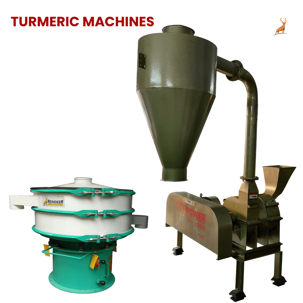 máquina de pó de cúrcuma - máquina com peneira vibratória - reindeer machinery