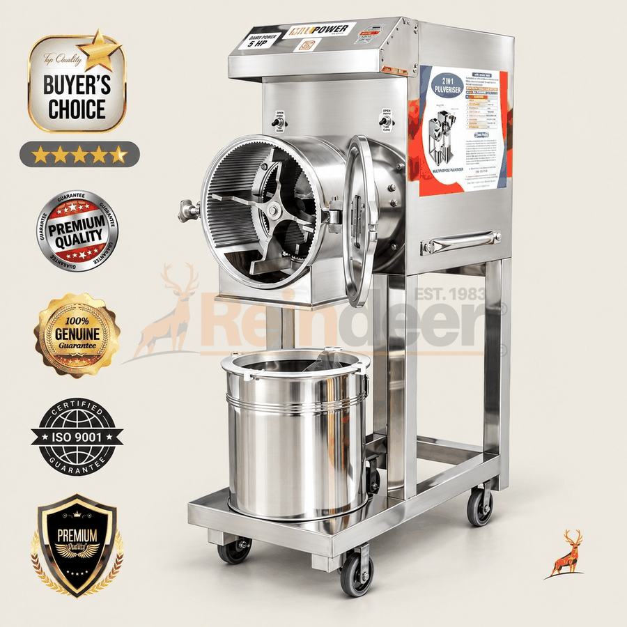 moinho de trigo 3 hp – vista frontal câmara dupla – reindeer machinery